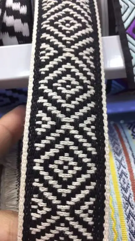 

High Quality 40MMx10Y Black and white weaving embroidery webbing lace Polyester Woven Jacquard Ribbon DIY Clothing Accessorie