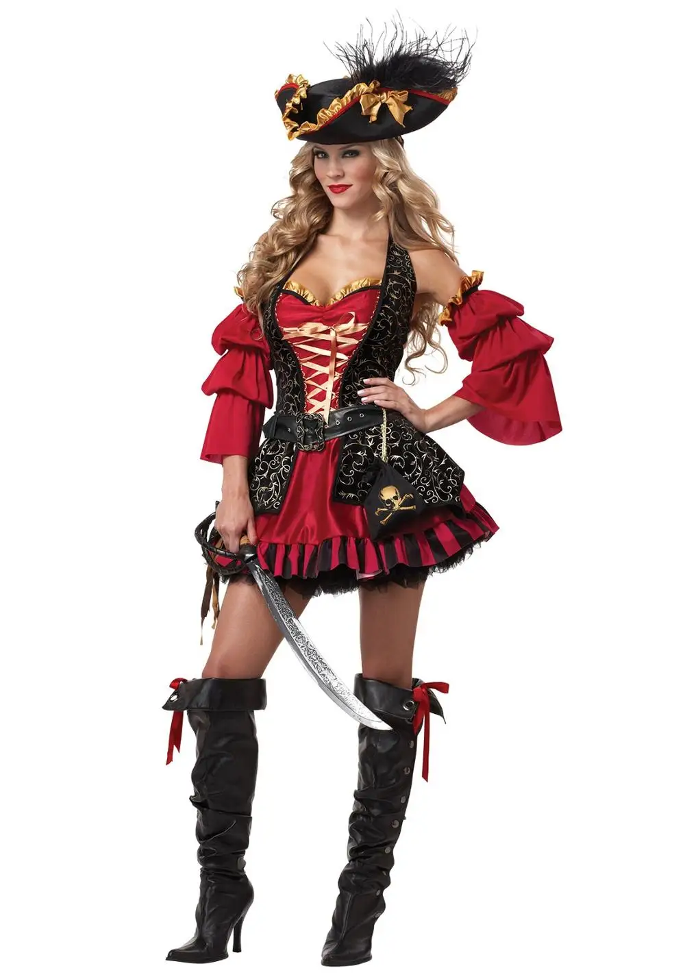 

Halloween Sexy Pirates of the Caribbean Costume Women Pirate Outfit Carnival Family Cosplay Party Fantasia Fancy Dress