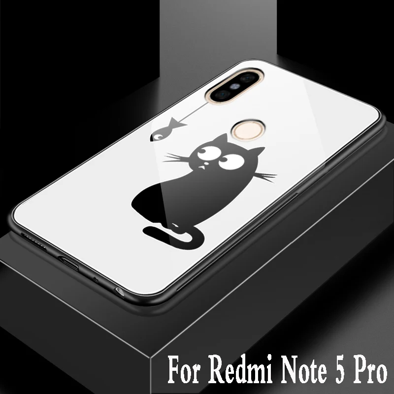 Для xiaomi redmi note 5 pro Чехол из закаленного стекла с мультипликационным принтом для