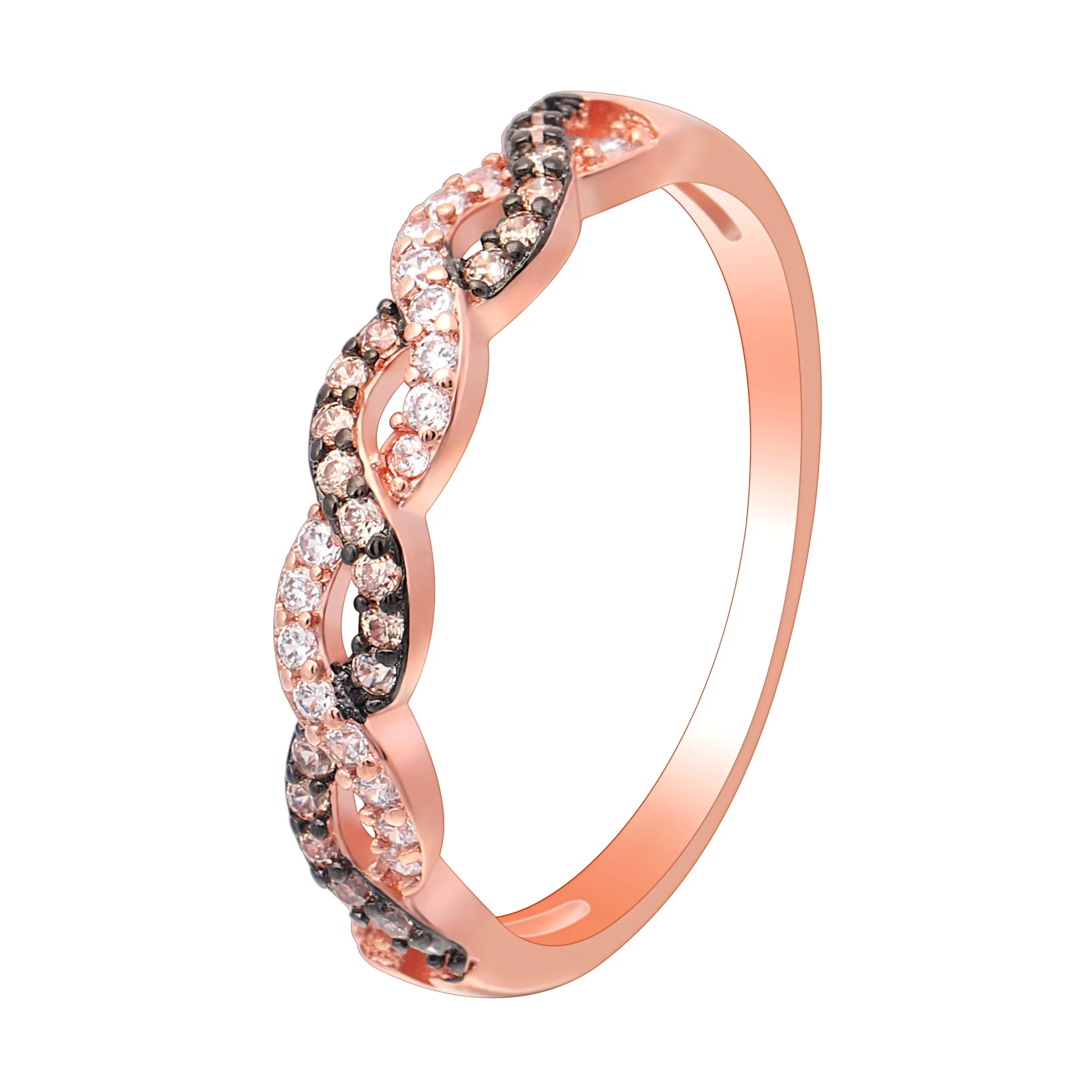

New Vintage Female Wedding Rings Jewelry Rose Gold Color Engagement Romantic Ring For Women Crastal Promise Crossing Rings Gifts