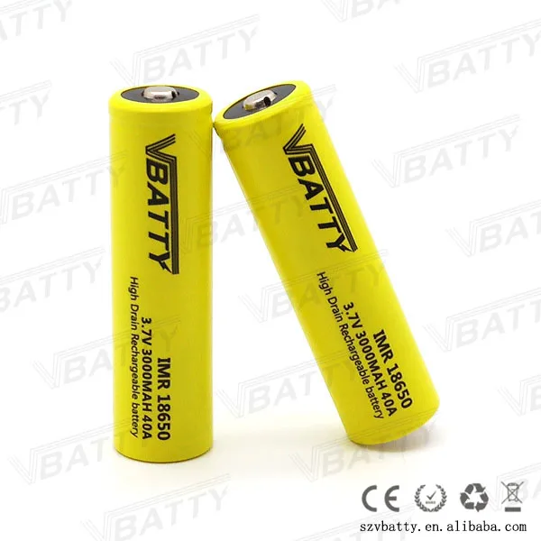Vbatty IMR 18650 3000 мАч 40A 3 7 В перезаряжаемая литий ионная аккумуляторная батарея с