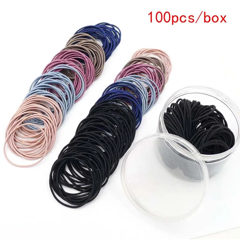 

100pcs/lot 5CM Girls Kids Korean Style Hair Holder Haar Hair Accessories Elastic Rubber Hair Band For Kids Women Colorful Ties