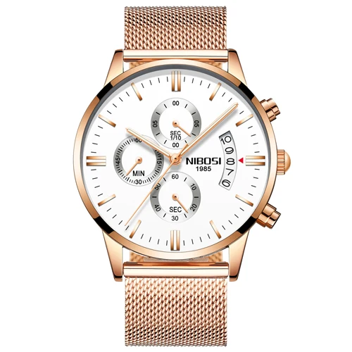 Rose White Milanese Relogio Masculino часы спортивные Для мужчин часы Роскошные известный бренд Для мужчин платье смотреть военные Кварцевые наручные часы Saat металл и Milanes группа - Цвет: Rose White Milanese