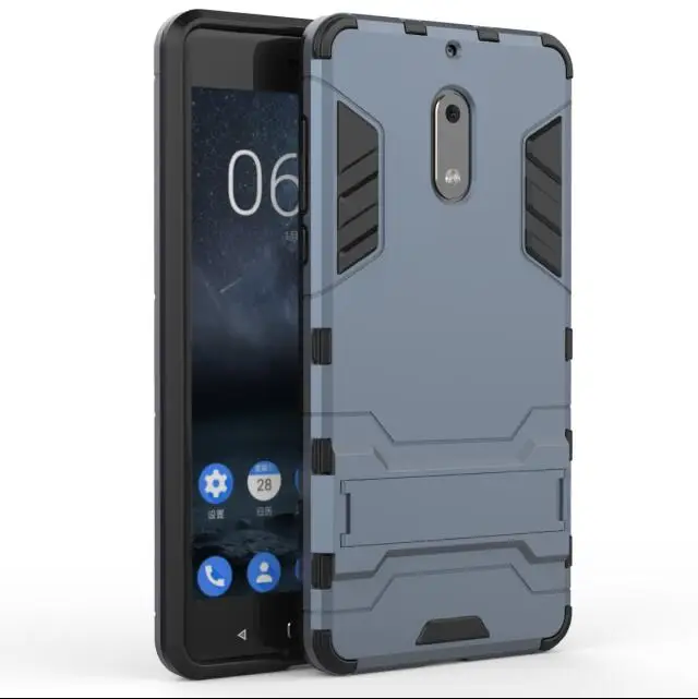 Чехол для Nokia 6, Железный человек, 2 в 1, роскошный пластиковый Гибридный бронированный чехол-подставка для Nokia 6, 5,5 дюйма, чехол для телефона, funda, coque capa