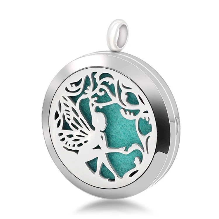 5pcs Aromatherapy Essential Oil Locket Stainless Steel Necklace Jewelry Charm Angel Perfume Diffuser Pendant |
