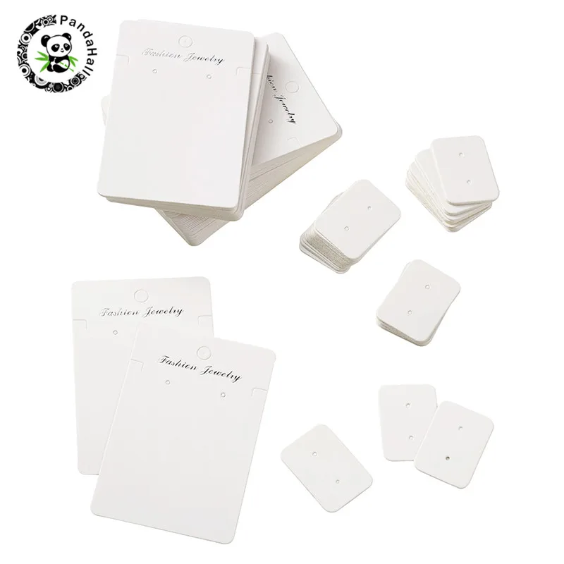 Pandahall 200/300 шт/набор прямоугольная бумага карты для витрины для ювелирных изделий принадлежности для сережек 4 цвета 90x50x0,1 мм отверстие: 1~ 5 мм