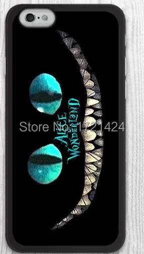 Large wholesale beautiful shell Lovely Cat Alice In Wonderland Plastic Black Cover for Iphone i4 4s 5 5s 5c 6 6plus |