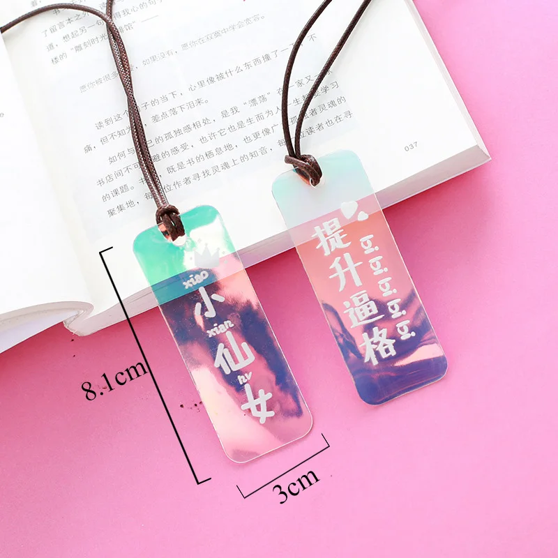 Лазерные блестящие закладки маленькая фея Kawaii прозрачный ПВХ Bookmarks для книг