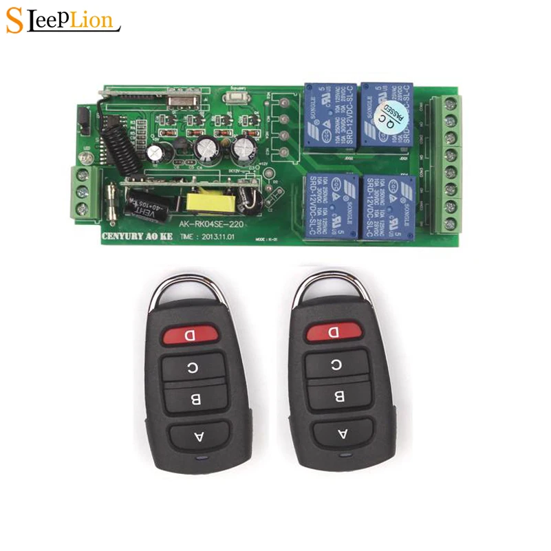 

Sleeplion AC 85V~250V 110V 220V RF 4 CH Wide Voltage Wireless Remote Control Switch System Receiver 3 Transmitte 315MHz/433MHz