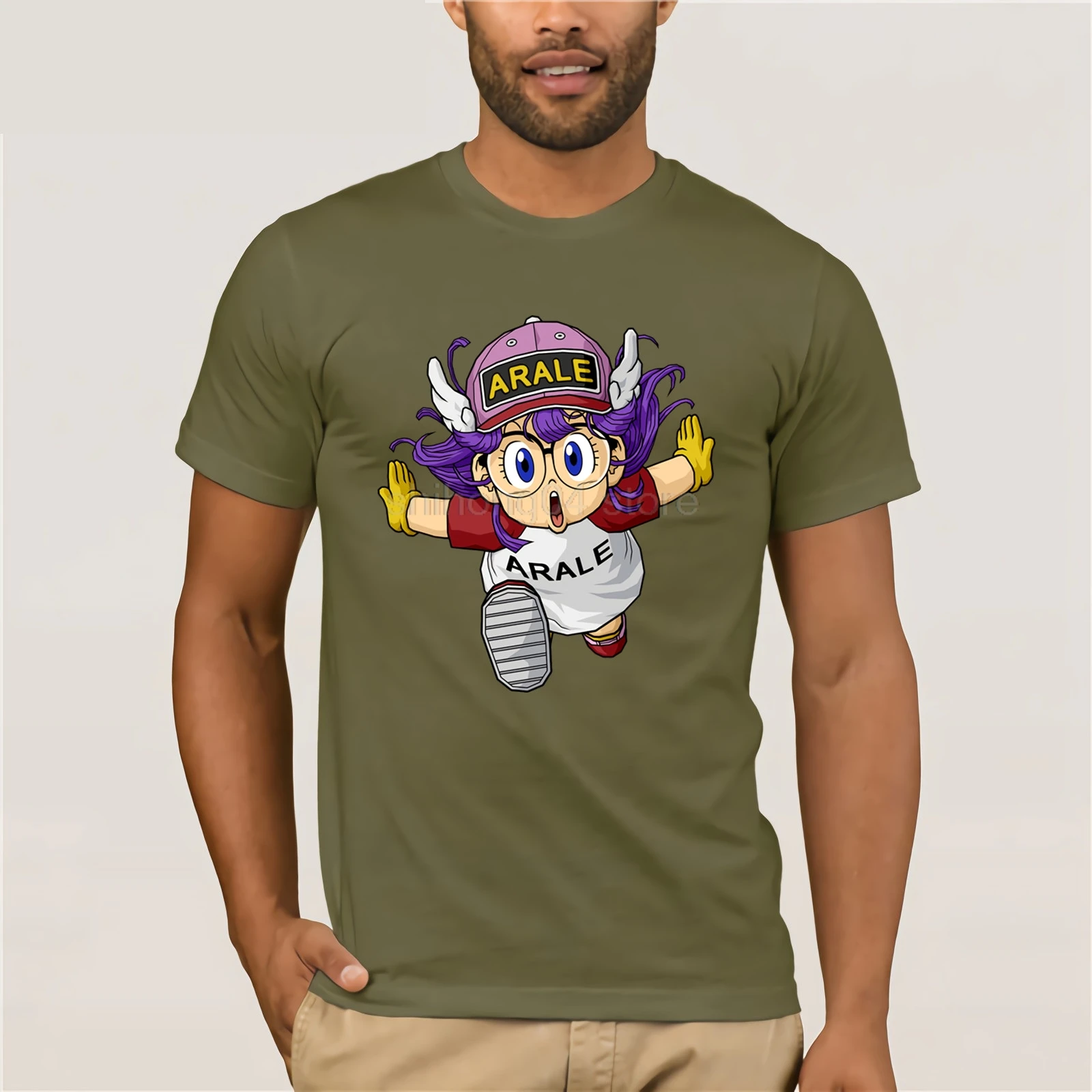 Хлопковая футболка для мужчин Arale аниме забавные футболки взрослых круглый