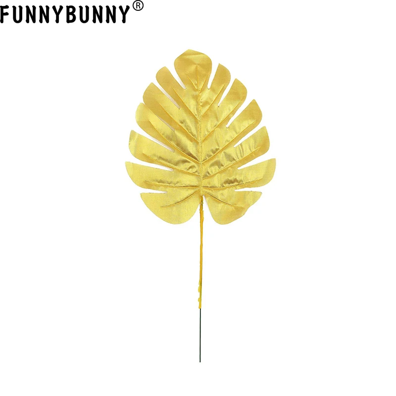 FUNNYBUNNY Золотая серия имитация листьев Monstera шелковые цветы искусственные украшения из растений для дома