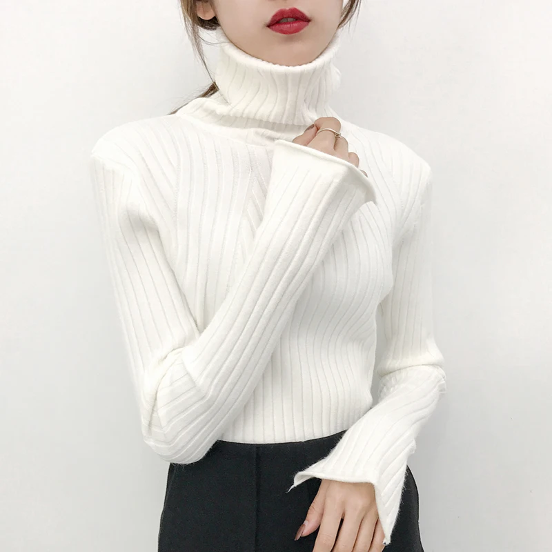 The first 2019 sets of new female turtleneck sweater loose in the long winter sleeved all-match slim shirt | Женская одежда
