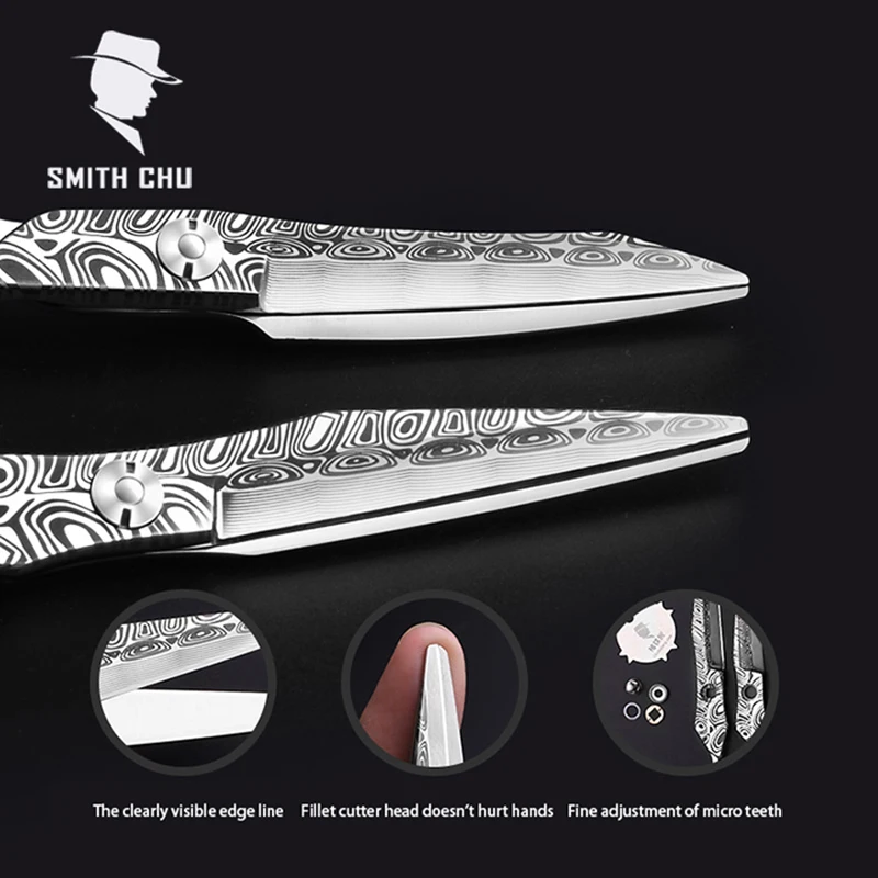 Ножницы для парикмахерских Damacus Smith Chu 6 дюймов 440C нержавеющая сталь