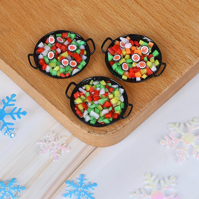1:12 Dollhouse Miniature Mini Wok Meal Sushi Vegetables Candy Food Kitchen Toy For dollhouse Kids Gift