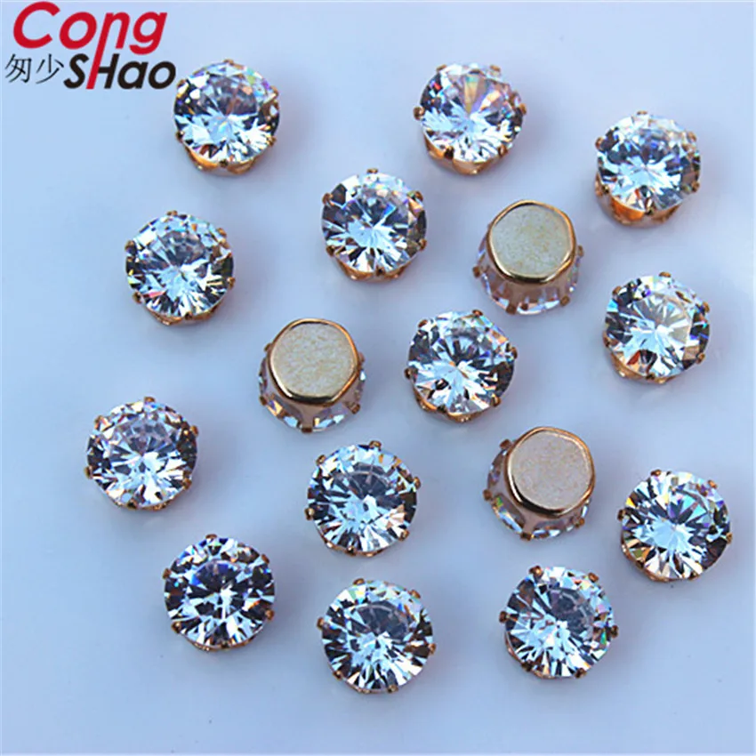 Женские круглые стразы с кристаллами Cong Shao 50 шт. 8 мм|rhinestone bridal applique|flat back crystalsclaw
