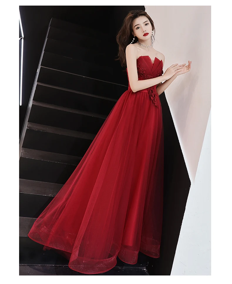 Vestido De Festa Longo новое вечернее платье цвет красного вина, сексуальным вырезом на спине с открытыми плечами ТРАПЕЦИЕВИДНОЕ платье для выпускного вечера вечерние платья Длинные Haute Couture