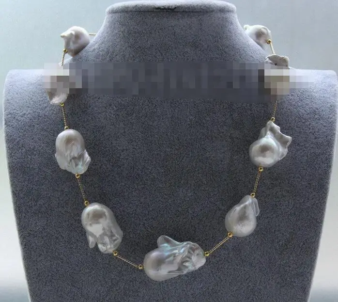 stunning NEW 20&quot 26mm baroque white Reborn keshi pearls necklace magnet clasp | Украшения и аксессуары