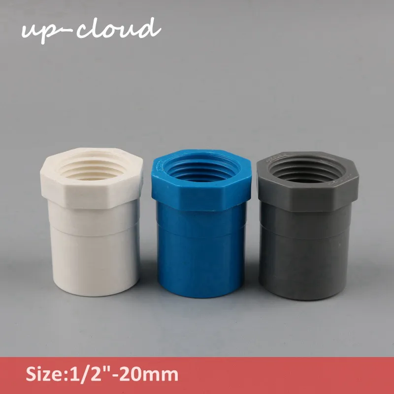 

5pcs UP-CLOUD 1/2 inch to 20mm PVC Straight Connector 1/2" Female Thread Water Pipe Adapter Garden Irrigation Tube Fittings
