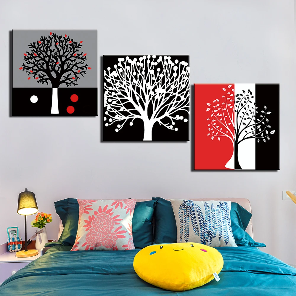 

Posters and Prints Painting Abstract Tree Pictures Wall Art for Living Room Home Decor Canvas Art 3 Piece Set Framed