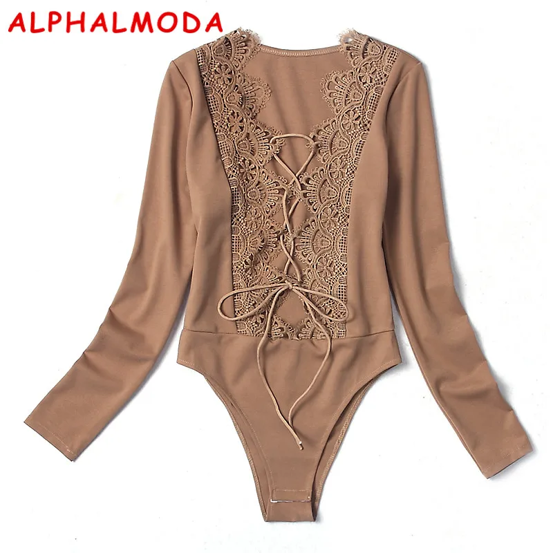 Женский облегающий боди ALPHALMODA с глубоким треугольным вырезом и перекрестной