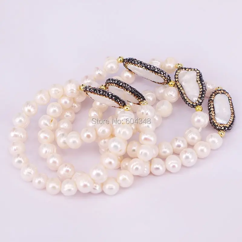 Браслеты из бусин и натурального пресноводного жемчуга 5 нитей|bracelets for|stretch bracelets
