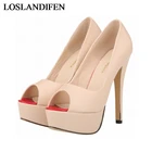 Новые Брендовые женские туфли-лодочки пикантные туфли-лодочки на платформе туфли-лодочки с красной подошвой на высоком каблуке 14 см размера плюс обувь вечерние NLK-C0005