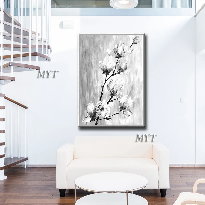 Hand-painted Abstract oil painting on Canvas wall art picture black and white orchids flower for living room Home decor unframed | Дом и сад