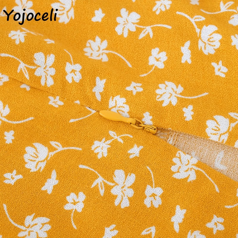 Yojoceli 2019 летнее желтое платье с принтом женское романтическое французское на