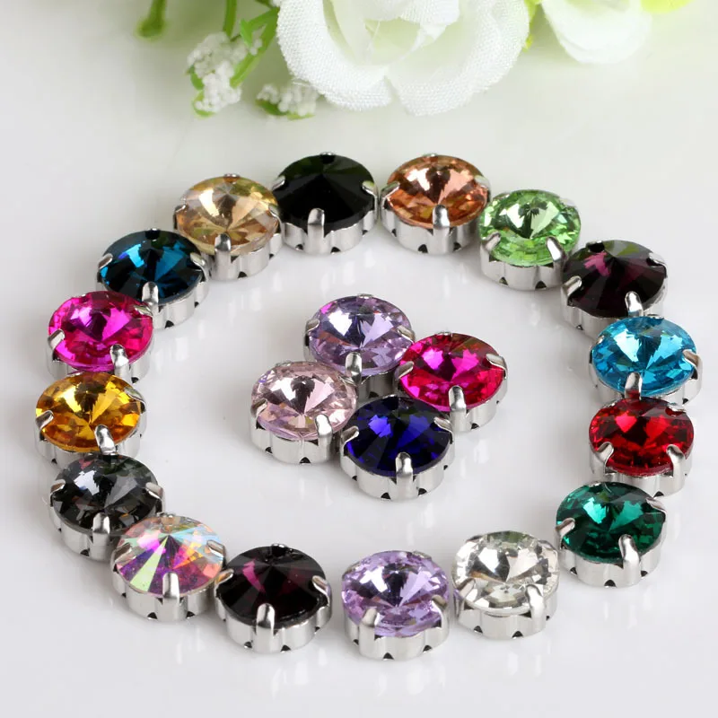 

Оптовая продажа, 30 шт./лоток, 16 мм, смешанные цвета, Пришивные круглые кристаллы Риволи, Необычные камни с металлическими крапанами, комплект...