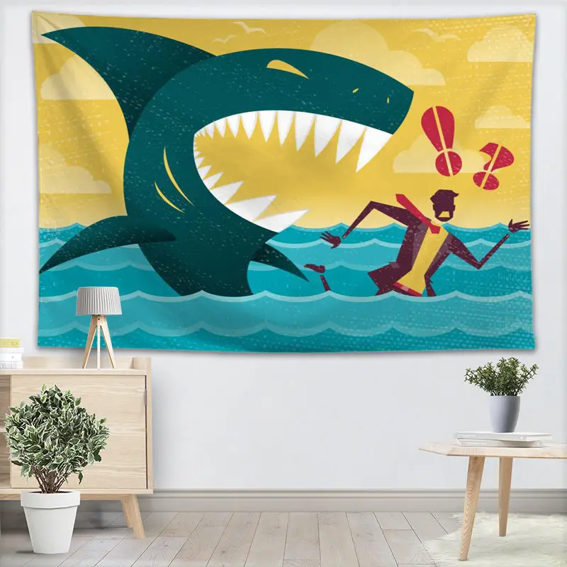 Shark Арт гобелен настенный Декор для домашней вечеринки на день рождения