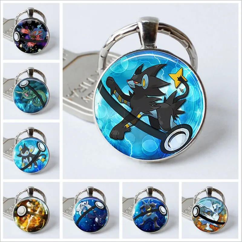 2018 Горячие стеклянные купольные украшения Eevee Pokeball круглый брелок Покемон Пикачу