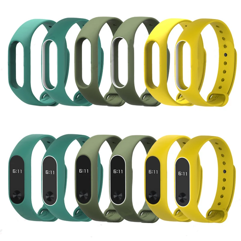 Цветной ремешок miband 2 reloj inteligente высококачественный силиконовый двухцветный