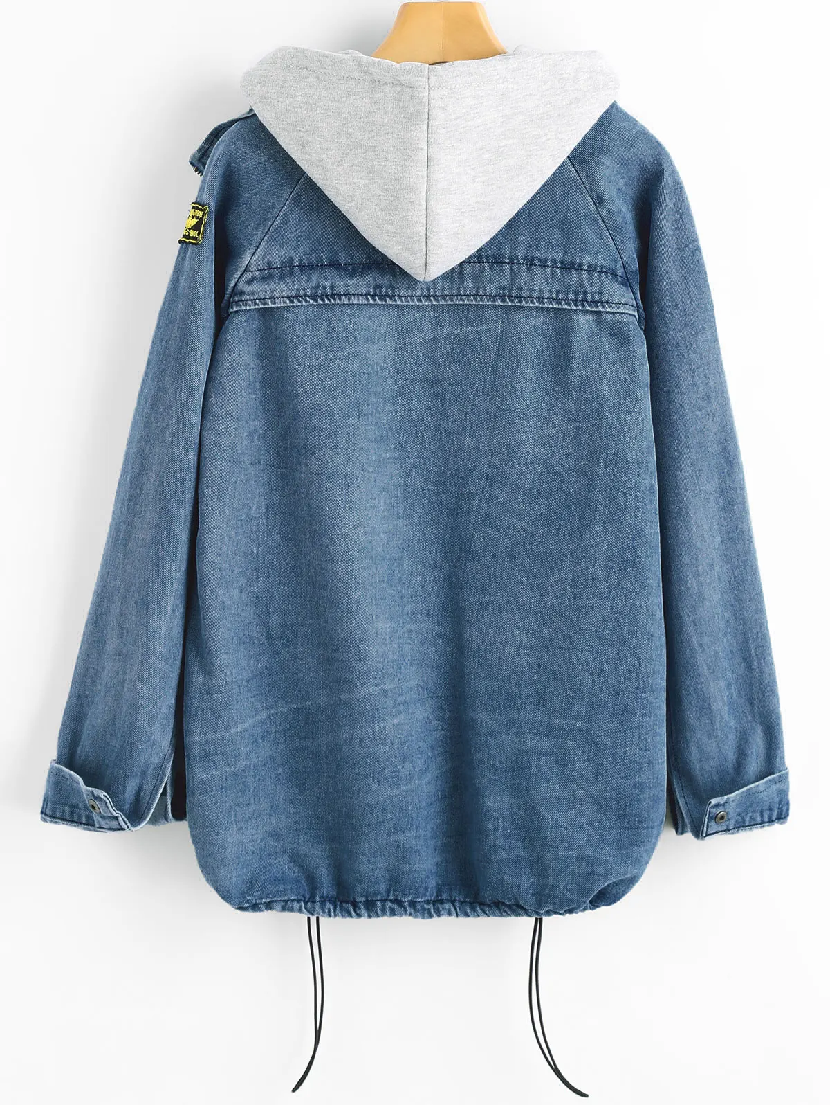 ZAFUL джинсовая куртка на пуговицах с капюшоном, 2 предмета, 3XL, женская джинсовая куртка размера плюс, Осеннее Женское пальто, модная уличная одежда, Veste Femme