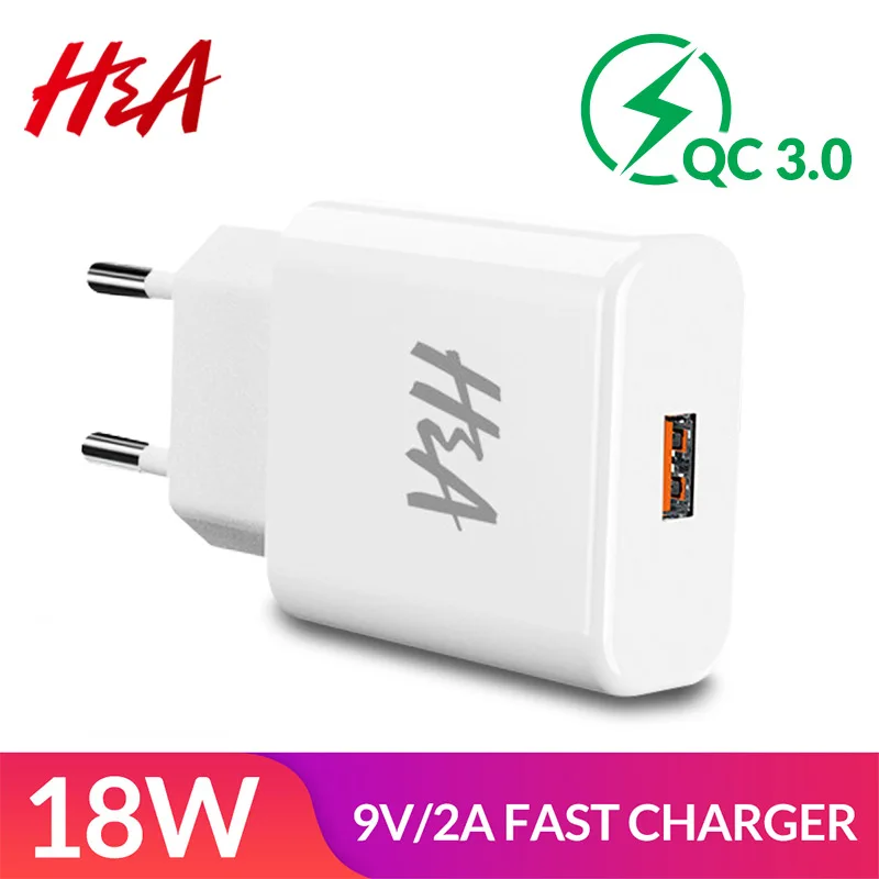 H& A Quick Charge 3,0 18 Вт QC 3,0 USB зарядное устройство адаптер ЕС Путешествия стены мобильного телефона зарядное устройство для iPhone samsung Xiaomi huawei Redmi