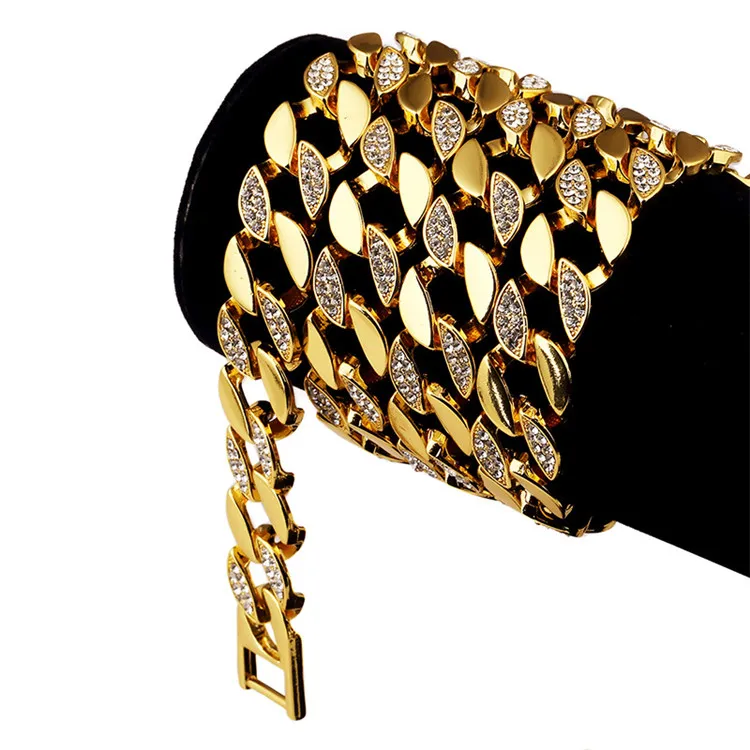 Золотые ожерелья с фианитами AAA кубинские в стиле хип-хоп рок ювелирные украшения