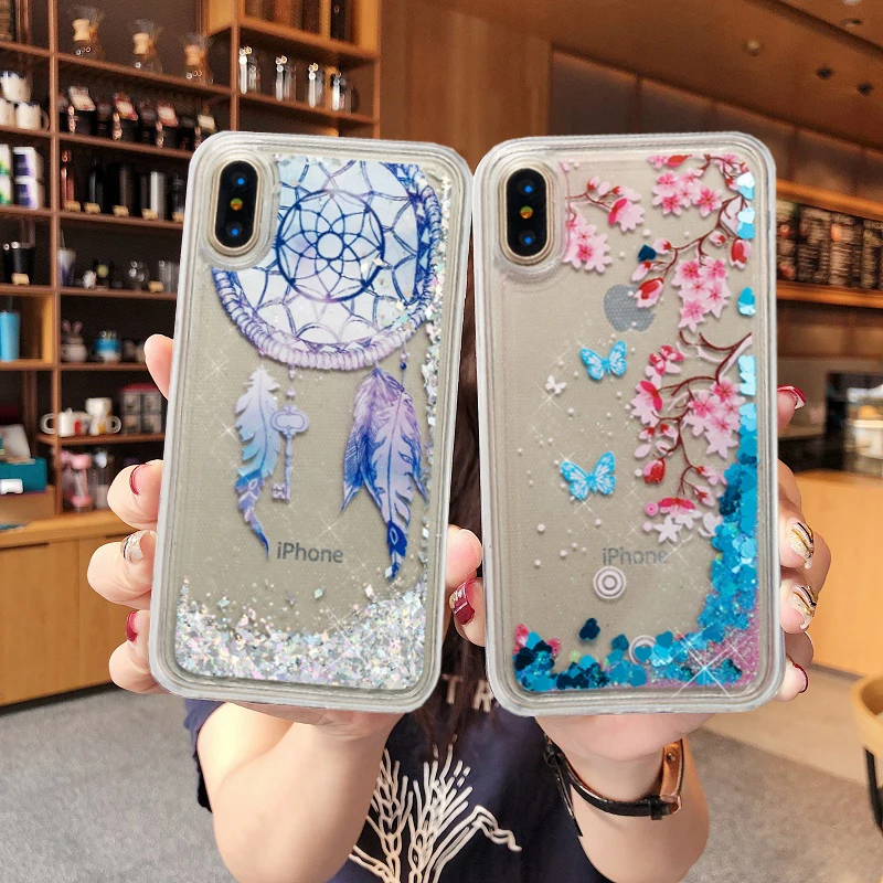 Жидкий чехол для iPhone XS Max XR X 10 8 7 6 6s Plus SE 4 4S 5 5S 5C 2018 Мягкий силиконовый с рисунком