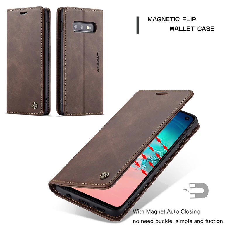 Роскошный Магнитный кожаный чехол для телефона, сумки для samsung S8 S9 S10 Note10 Plus 5G, винтажный флип-чехол для телефона Galaxy A30 A40 A50 A70