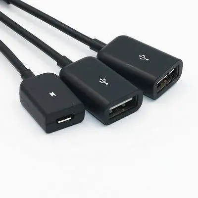 Адаптер 3 в 1 Micro usb хаб штекер Гнездо Двойной USB 2 0 адаптер хоста OTG Кабель