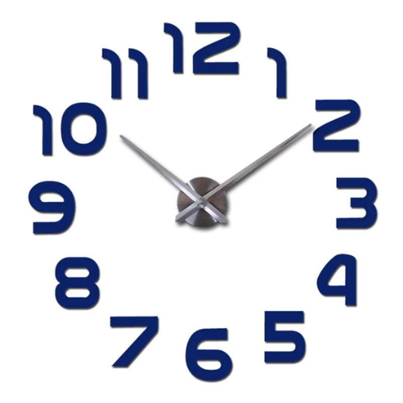 Новинка акриловое зеркало Diy настенные часы настенные наклейки Reloj De Pared Horloge большие декоративные кварцевые часы современный дизайн - Цвет: Темно-синий