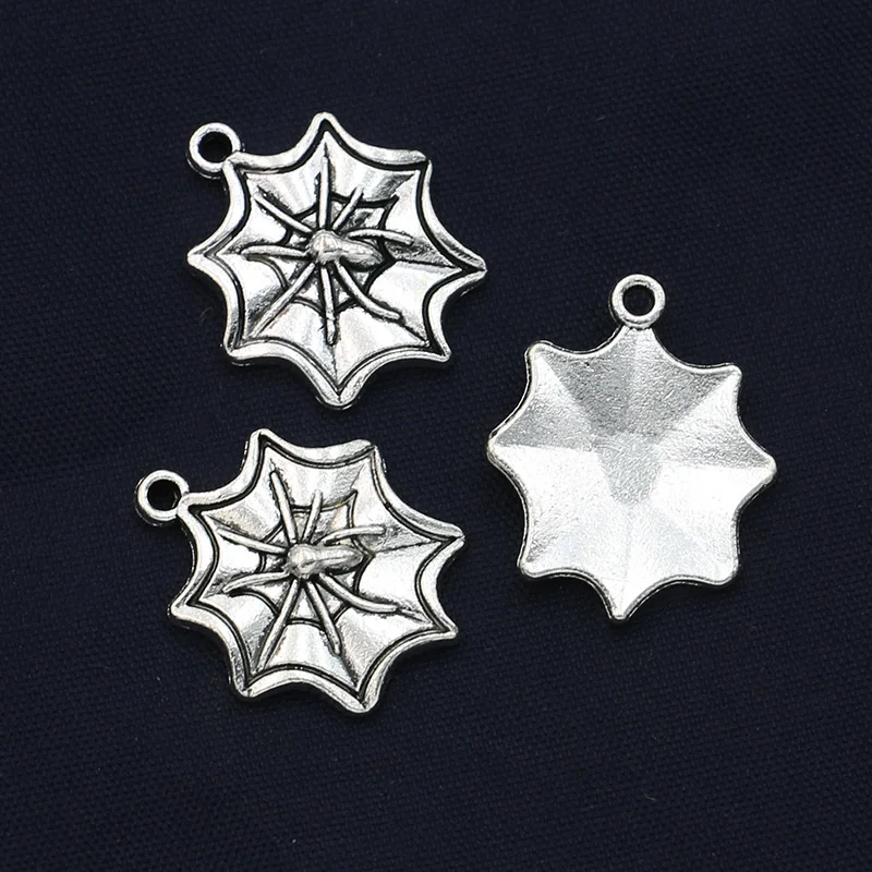 JAKONGO Spider Charms Antique Silver Plated Pendants for Jewelry Making Bracelet DIY Handmade Craft 22x18mm 10pcs/lot | Украшения и
