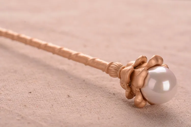 gold white pearls Новая мода цветок палочки для волос большие искусственные жемчужины украшения для волос шпильки вечерние Banguet свадебные аксессуары для волос - Окраска металла: gold white pearls