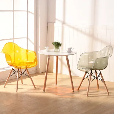 29%Simple Modern Home Back Dining Chair Plastic Chair Transparent Backrest Lounge Chair Meeting Office Coffee Shop