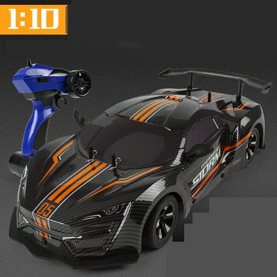 Оранжевый 1:10 Радиоуправляемая машина высокоскоростная гоночная 2,4G 4WD радиоуправляемая Спортивная дрифтерная гоночная детская электронная Роскошная игрушечная машинка на дистанционном управлении 4 × 4 - Цвет: Оранжевый