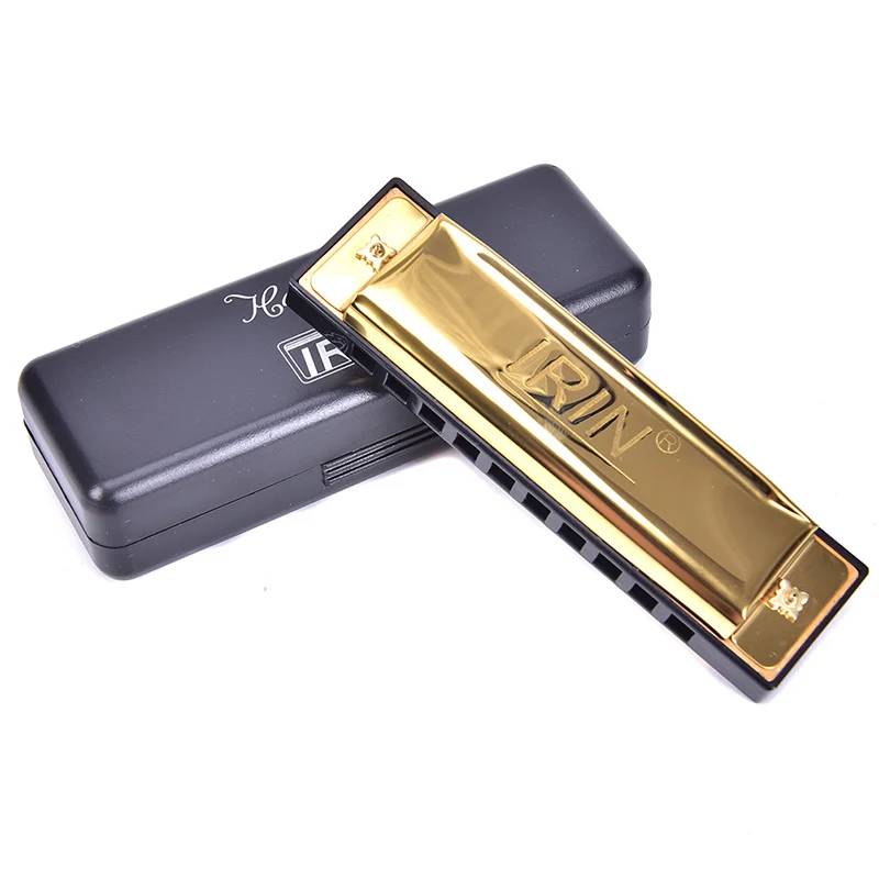 Золотой Harmonicas 10 отверстий 20 Тон Ключ C серебряный золотой цвет Блюз, джаз фолк-рок музыкальный инструмент диатоническая арфа с коробкой - Цвет: Золотой
