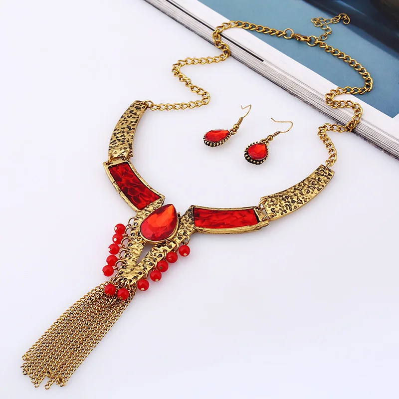 2017 модный винтажный ошейник чокер Длинные ожерелья с кристаллами богемный Макси