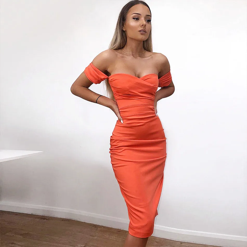 DressBird женское летнее облегающее вечернее платье сексуальное с открытыми плечами