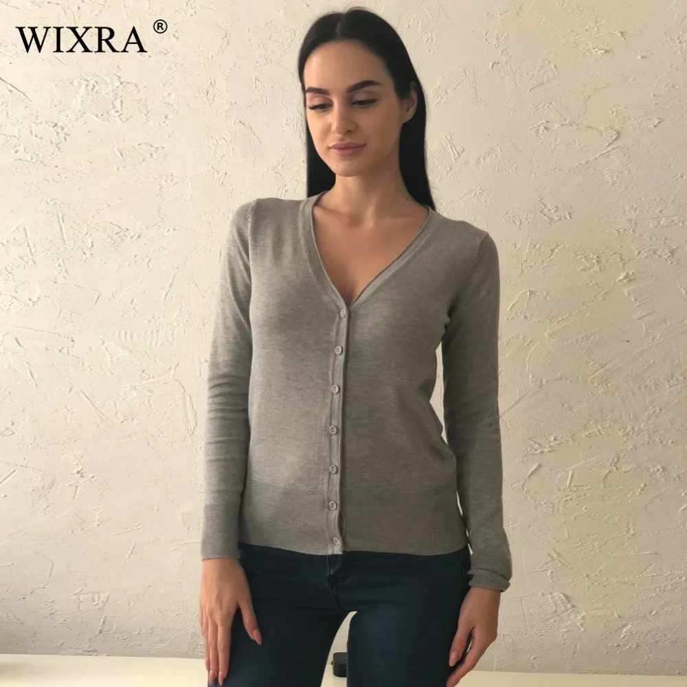 Wixra Warm and Charm 23 Colors Autumn New Sweaters Women Cardigan Knitted Sweater Coat Long Sleeve Female V-Neck Tops |