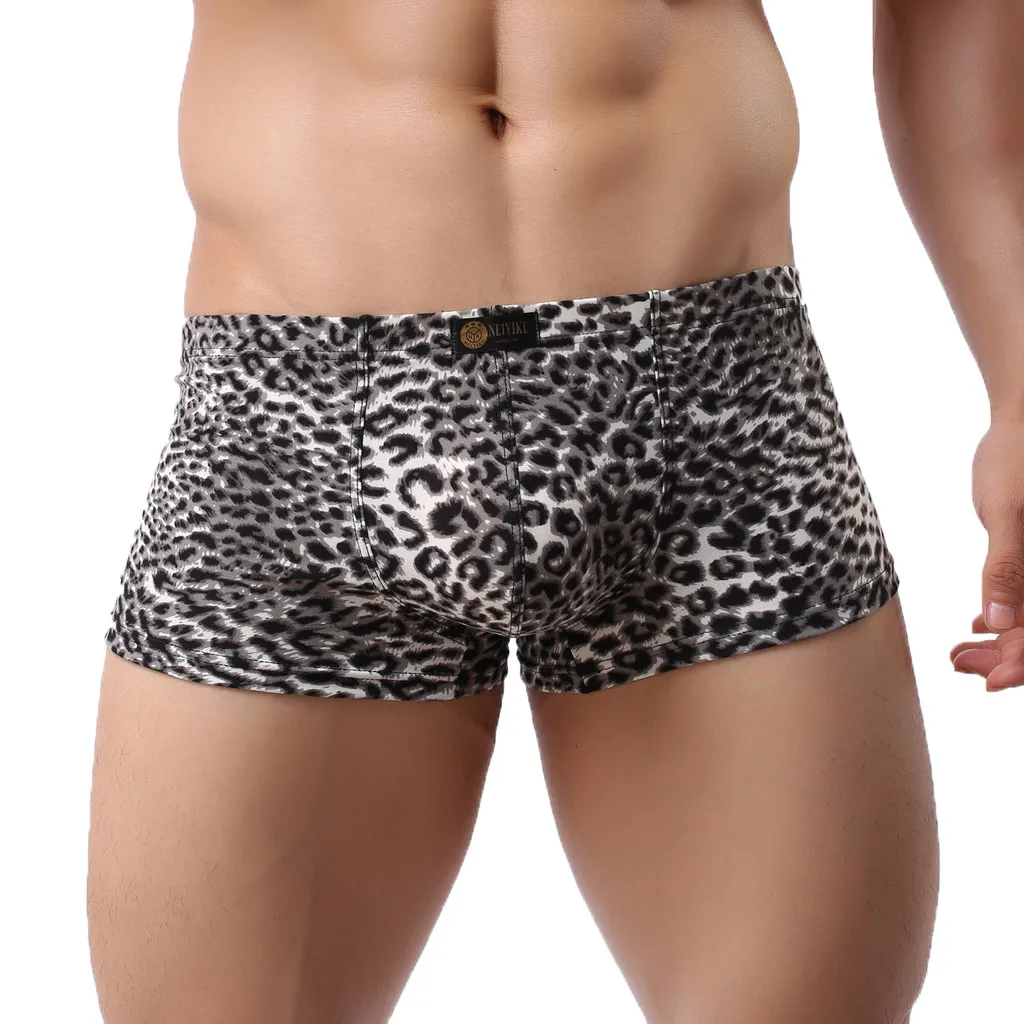 Мужское нижнее белье, панталоны, новинка, Леопардовый принт, сексуальное нижнее белье с низкой талией, впитывающее пот, нижнее белье, мужские трусы, мужские трусы