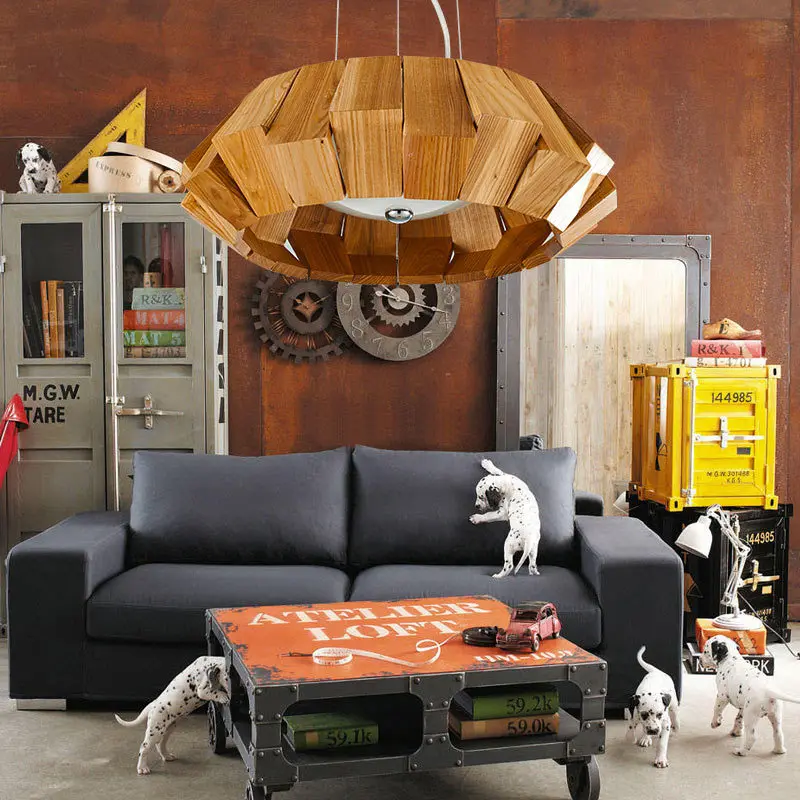 

Japanese pendant lights restaurant lamp creative personality Nordic wooden art lamp bedroom living room designer led lamp ZX159