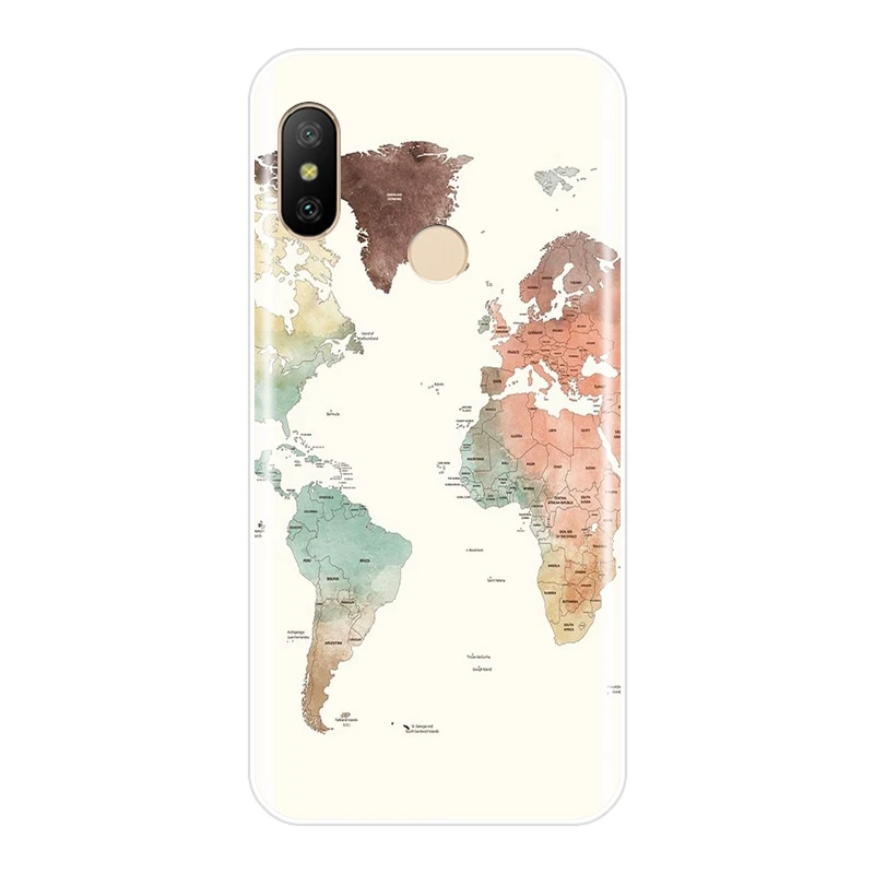 Мягкий силиконовый чехол для телефона Xiaomi Mi A1 A2 8 Lite SE Карта мира задняя крышка
